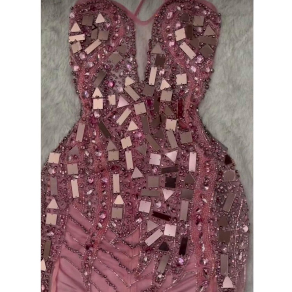 Pink Blinged out dress embelissed dress